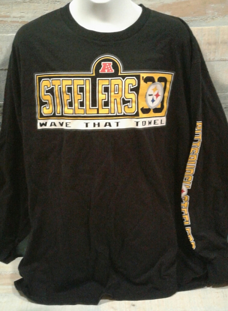 Black steelers NFL shirt.